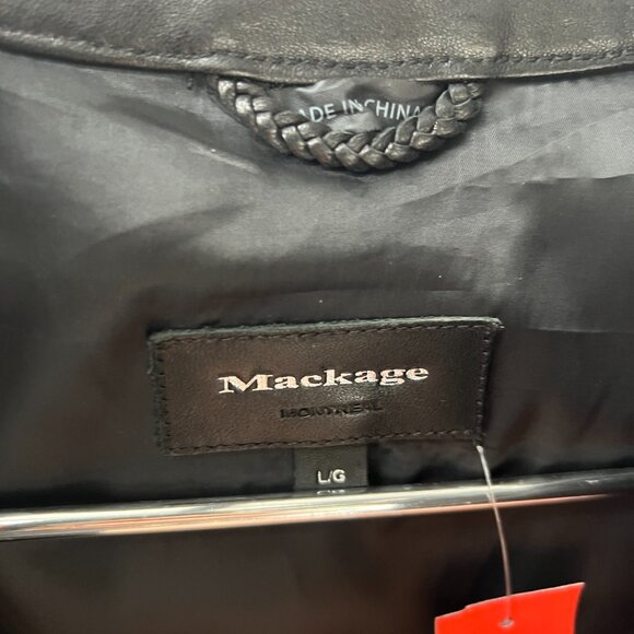 $600 Mackage Leather Asymmetric Zip Moto Jacket size Large - Picture 7 of 9